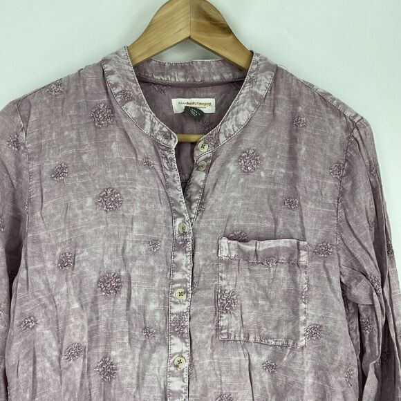 Pilcro Anthropologie Shirt Size XS Whitney Lavender Button Down Embroidered Top - Picture 2 of 8